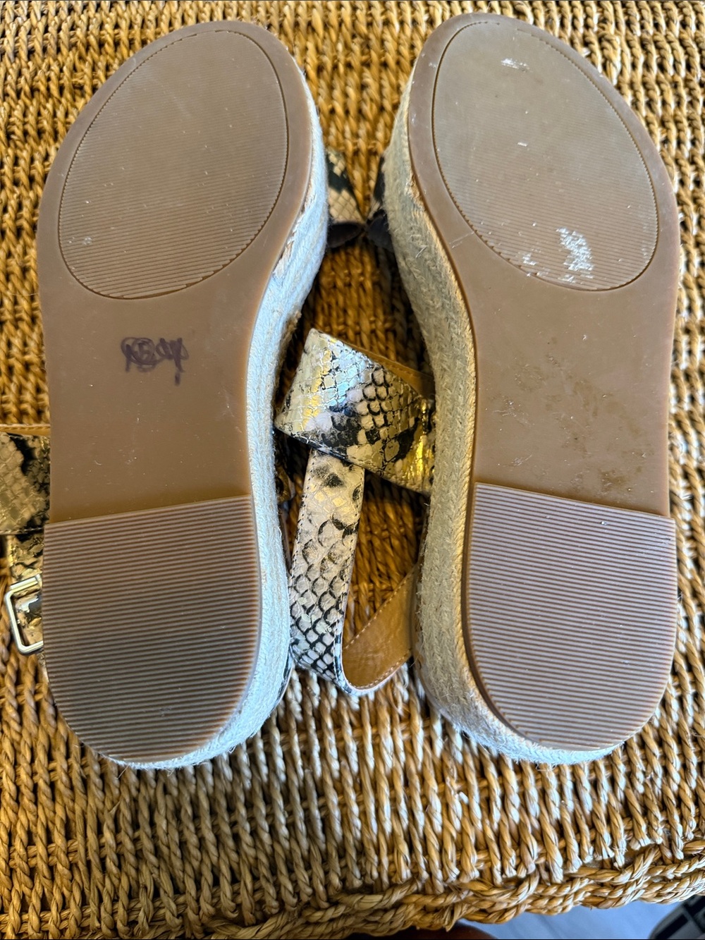 Perfect Steve Madden Snakeskin Fifer Platform Espadrille Sandals Size 9 - Picture 5 of 7